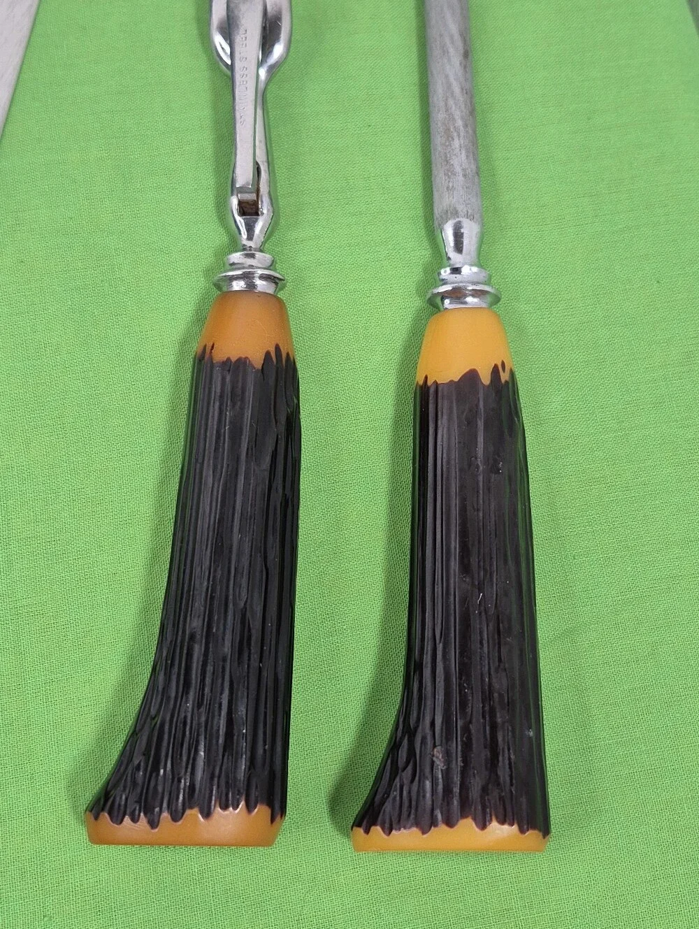 Vtg. B. Thomas & Co. MCM 3-Piece Bakelite Carving Knife Set Sheffield, England